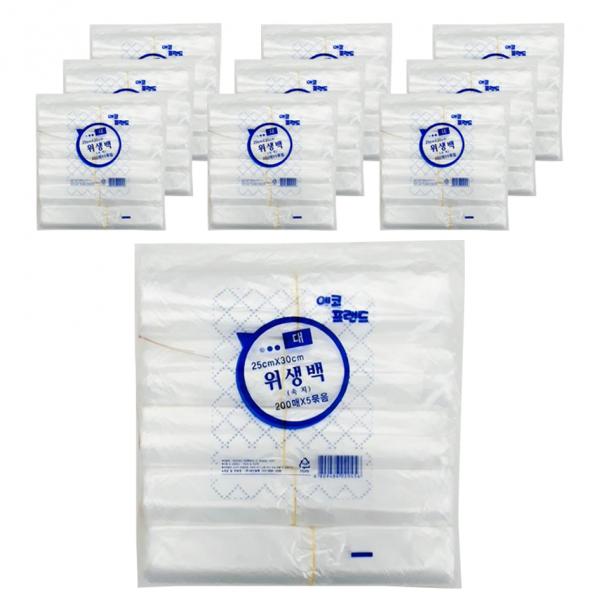 에코프랜드 위생백 대 25 x 30 cm 1000p, 10개