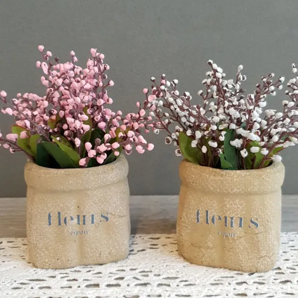까꾸빈티지 조화 삼월의 안개꽃 화분, 화이트+핑크, 1세트