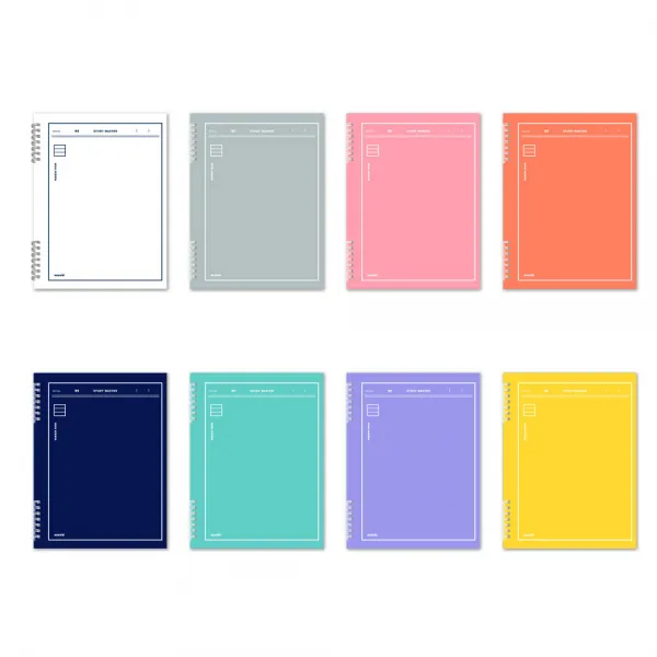 뮤니드 8mm Ruled 노트 8종 세트 White Dark Navy Monogrey Sweet Orange Lemon Aquamint Violet Lovely Pink 1세트