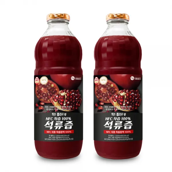 미쁨생활건강 딱좋아 프리미엄 NFC 석류주스, 1000ml, 2개