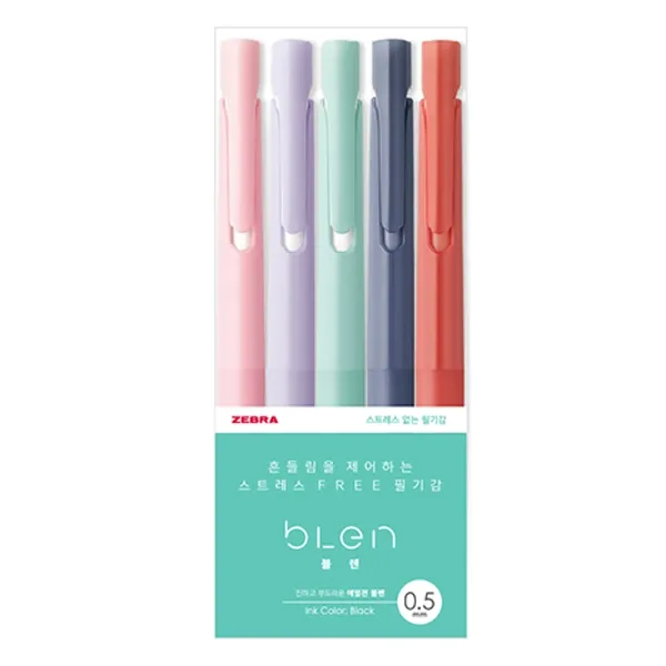 제브라블렌 뉴칼라 0.5mm 5종 세트, 핑크, 바이올렛, 블루그린, 네이비, 스칼렛, 1세트