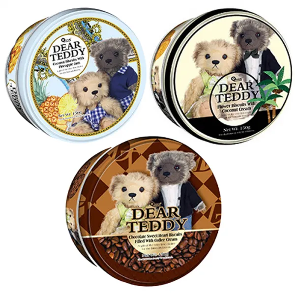 VFOODS 디어테디 플라워비스킷 파인애플잼 + 코코넛크림 + 커피크림, 1세트