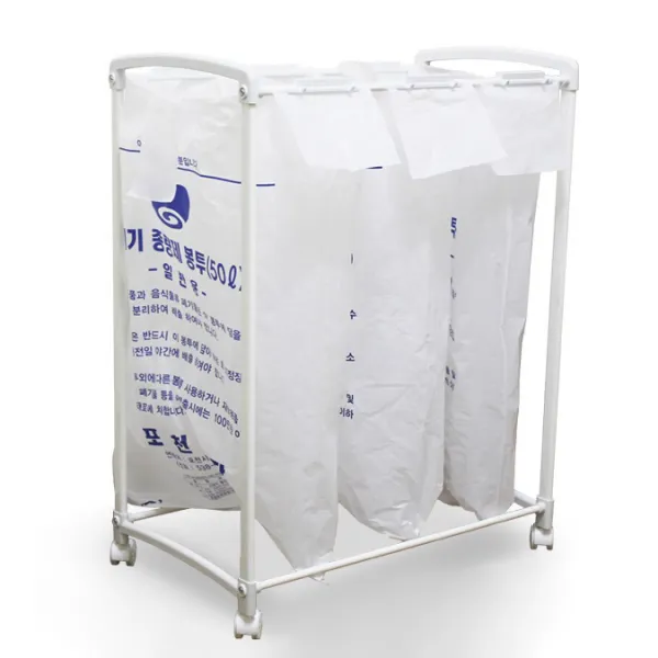 아이템톡 원터치 이동식 분리수거함 + 비닐 50L 50p, 화이트, 1세트