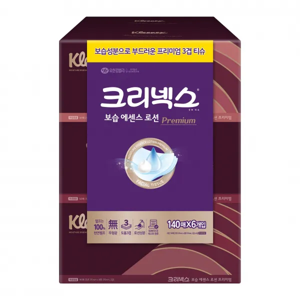크리넥스 보습에센스 로션 미용티슈 3겹 6개 140개입