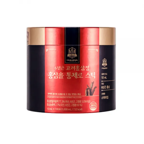 고려홍삼중앙회 6년근 고려홍삼정 홍삼을 통채로 스틱 100개 10ml