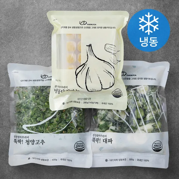 친정엄마꾸러미 뚝딱! 다진마늘 280g + 청양고추 400g + 대파 500g 세트 냉동 1세트