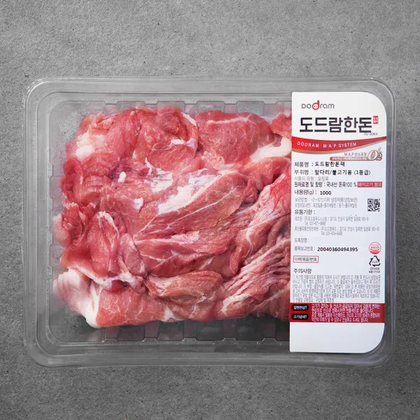 도드람한돈 앞다리 불고기용 1등급 냉장 1kg 1개