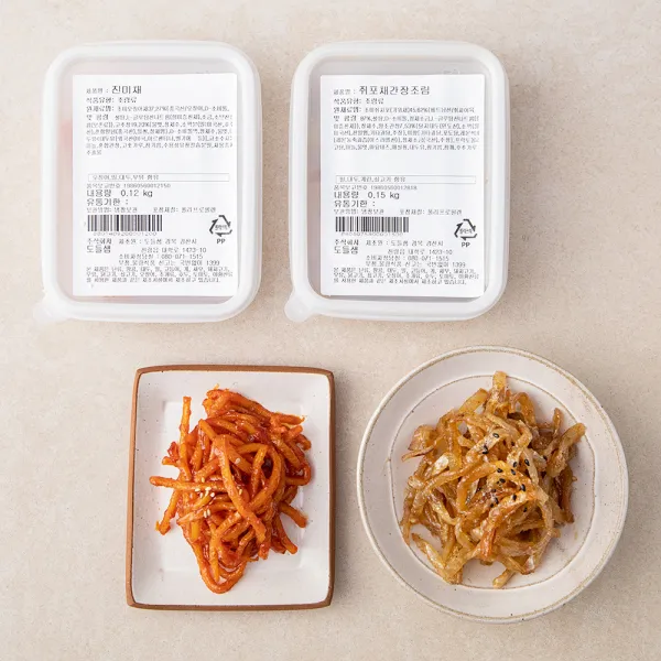 맛다린 진미채 120g + 쥐포채간장조림 150g 밑반찬 2종 세트 1세트