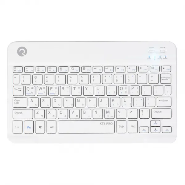 로이체 휴대용 충전식 블루투스 5.0 울트라 슬림 무선 키보드, 화이트, KT5 PRO, 텐키리스
