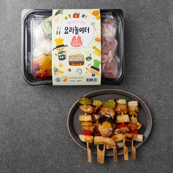 집반찬연구소 요리놀이터 모둠 닭꼬치 만들기 키트 810g, 1세트