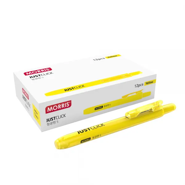 모리스 저스트클릭 형광펜 S, 옐로우, 12개
