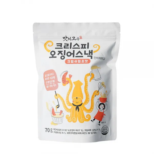 맛의고수 크리스피 오징어 스낵 크림쉬림프맛, 70g, 1개