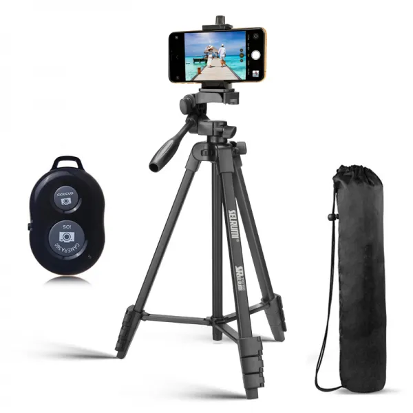 셀루미 136cm 고강성 퍼포먼스 삼각대 + 홀더 + 리모컨 세트, SEL-TRD150A(블랙), INTO-BT100(블랙)