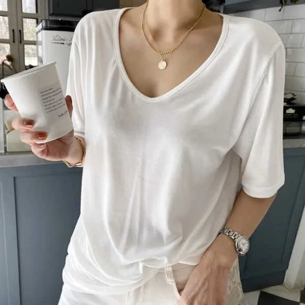 난닝구 여성용 데파르 유 브이넥 반팔티