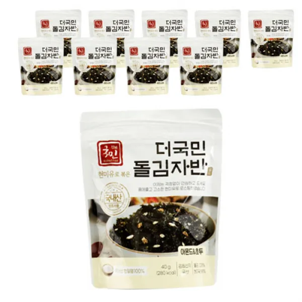 더국민 현미유 아몬드 앤 호두 돌 김자반 골드, 10개, 40g
