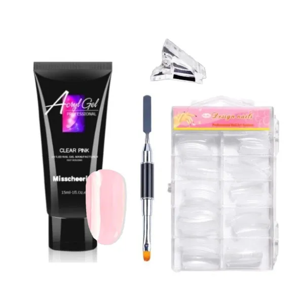 미스치어링 폴리젤 15ml 연장 세트, CLEAR PINK(젤), 1세트