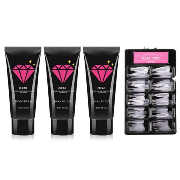 고고블랑 네일연장 폴리젤 45ml 세트, 폴리젤 클리어 2p + 화이트 + 연장팁 스틸레토 100p + 구성품 3종, 1세트