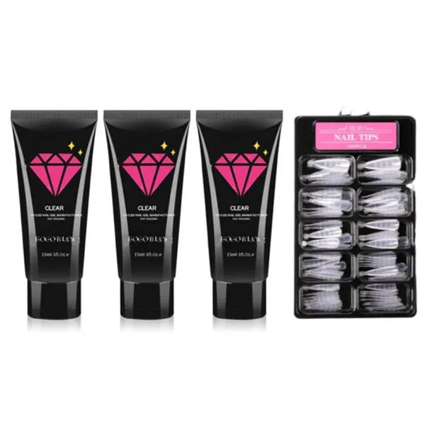 고고블랑 네일연장 폴리젤 45ml 세트, 폴리젤 클리어핑크 + 화이트 2p + 연장팁 스틸레토 100p + 구성품 3종, 1세트