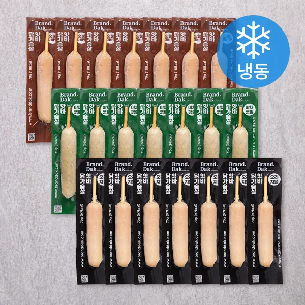 브랜드닭 닭가슴살 핫바 3종 x 7개 (냉동), 1세트