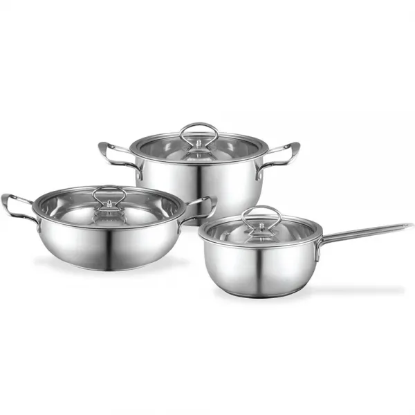 에버튼하우스 IH 5중스텐냄비 3종 세트, 혼합색상, 편수 16cm + 양수 18cm + 전골 24cm