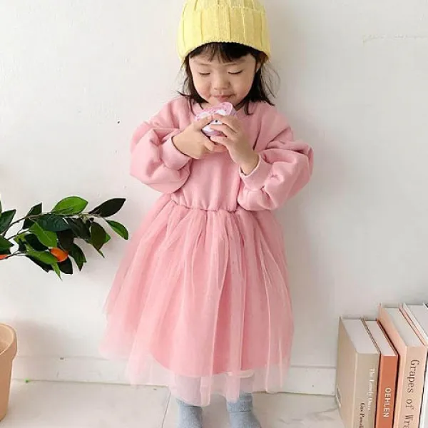 아도르베베 여아용 기모 겨울 레이스 솜사탕원피스