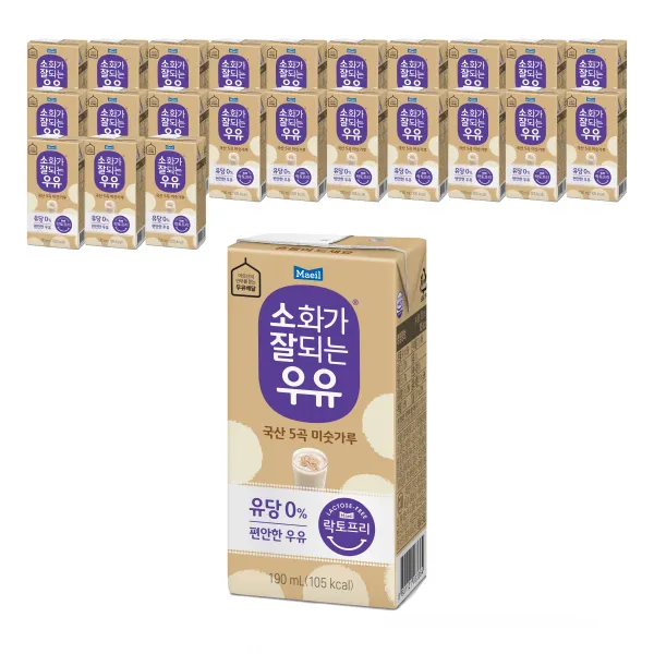 매일유업 소화가 잘되는 우유 5곡 미숫가루, 190ml, 24개