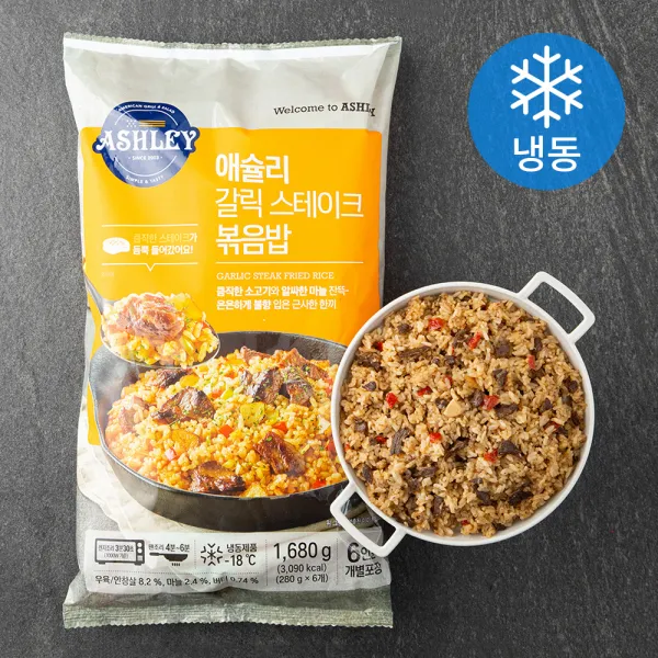 이랜드이츠 애슐리 갈릭 스테이크 볶음밥 (냉동), 280g, 6개