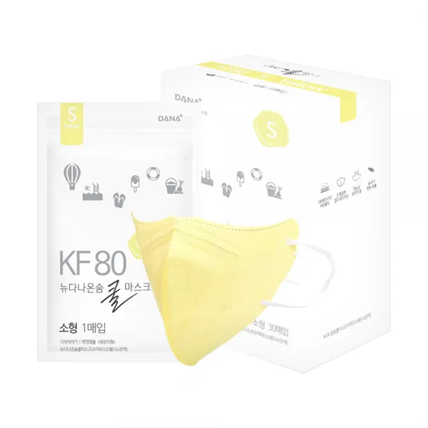 다나마스크 뉴다나온숨 쿨마스크 새부리형 소형 KF80, 30개입, 1개, 노란색