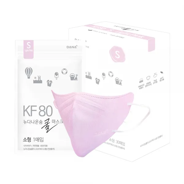 다나마스크 뉴다나온숨 새부리형 쿨마스크 소형 KF80, 30개, 연분홍