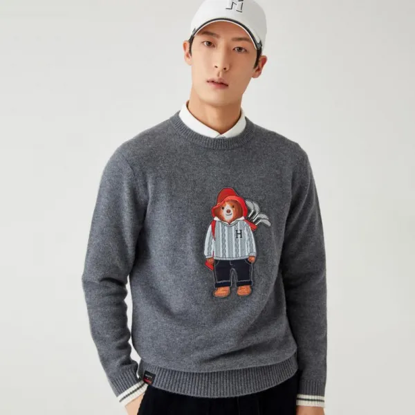 헤지스골프 패딩턴 빅로고 홑겹 라운드넥 스웨터 HUSW1D773