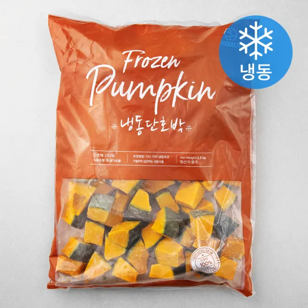 [로켓프레시] 푸디즈 단호박 스킨온 큐브컷 (냉동), 2.5kg, 1개