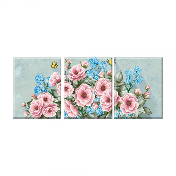 디클레어 액자형 구슬 비즈 큐빅 캔버스형 DIY 보석십자수 40 x 50 cm 3종 세트, 활짝핀 모란, 1세트