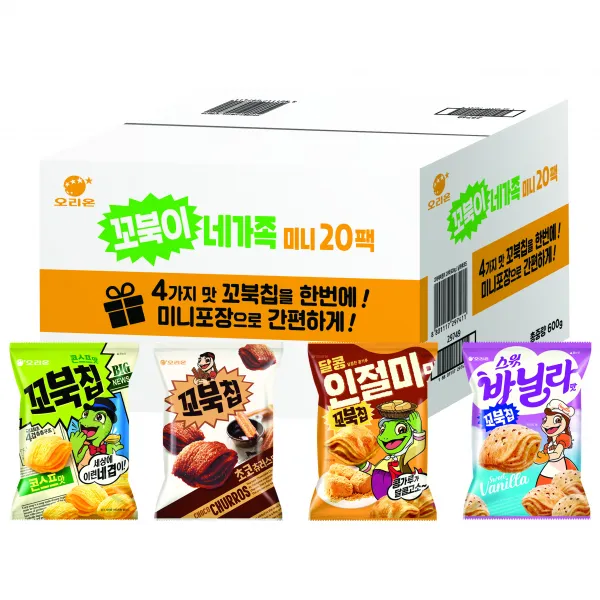꼬북칩 꼬북이 네가족 미니 4종 x 5p 세트, 1세트