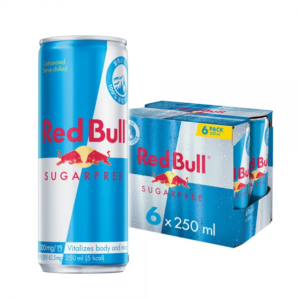 레드불 슈가프리 에너지 드링크, 6개, 250ml