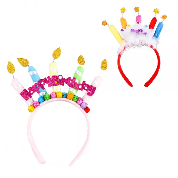 파티쇼 럭셔리 촛불 생일머리띠 2종 세트, A타입, C타입, 1세트