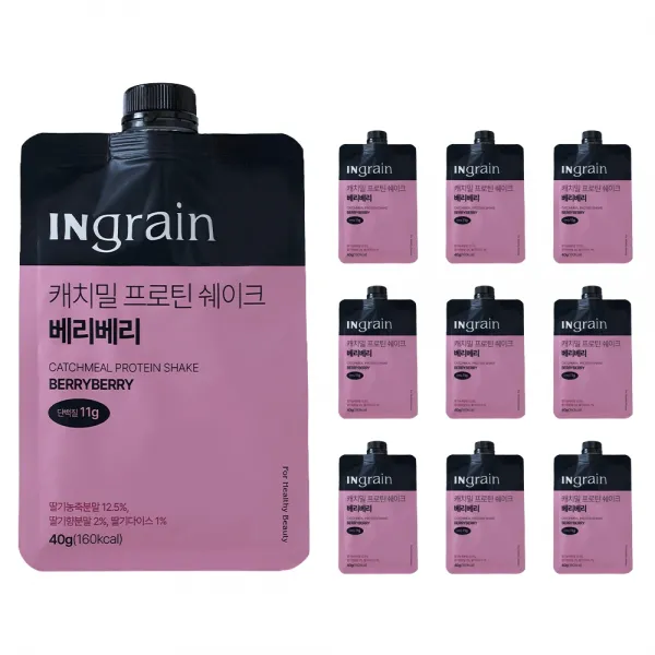 인그레인 캐치밀 프로틴 쉐이크 단백질음료 선식 베리베리맛, 10개, 40g