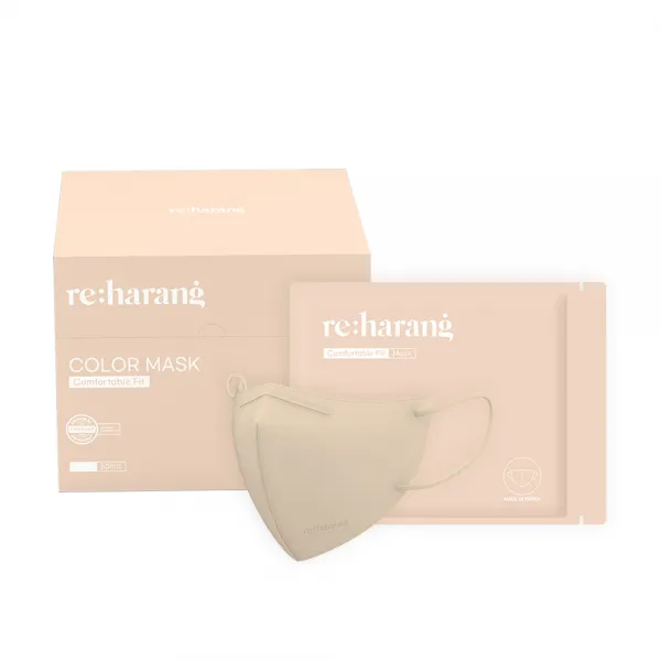 리하랑 컴포터블핏 새부리형 컬러마스크 슬림핏 중형, 베이지, 50매, 1개