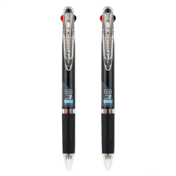 유니 제트스트림 3색 볼펜 0.5mm SXE3-404-05, 2개, 블랙