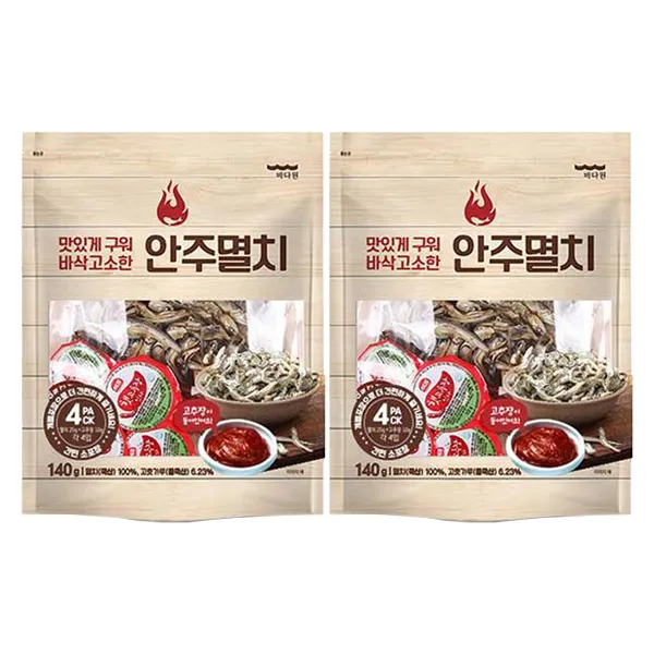 바다원 간편한 구운 안주멸치+고추장 140g 2세트, 2세트