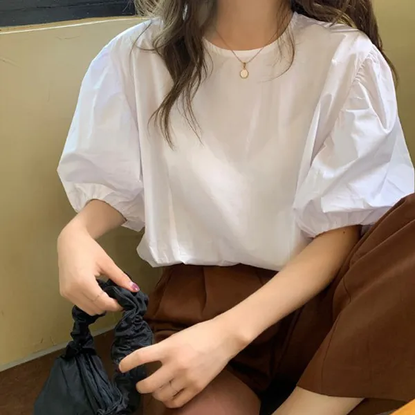 메이첼 여성용 모던루 퍼프 소매 여름 티셔츠 00997