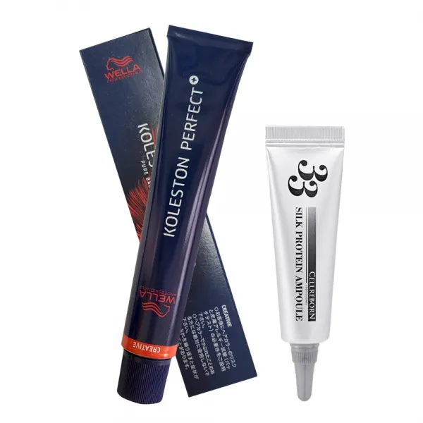 웰라 콜레스톤 퍼펙트 플러스 염모제 80g + 셀리본 33 실크 프로틴 앰플 12ml, 1세트, 12/2