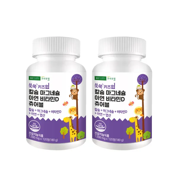 건국유업 쑥쑥 키즈업 칼슘 마그네슘 아연 비타민D 츄어블 180g, 2개, 120정