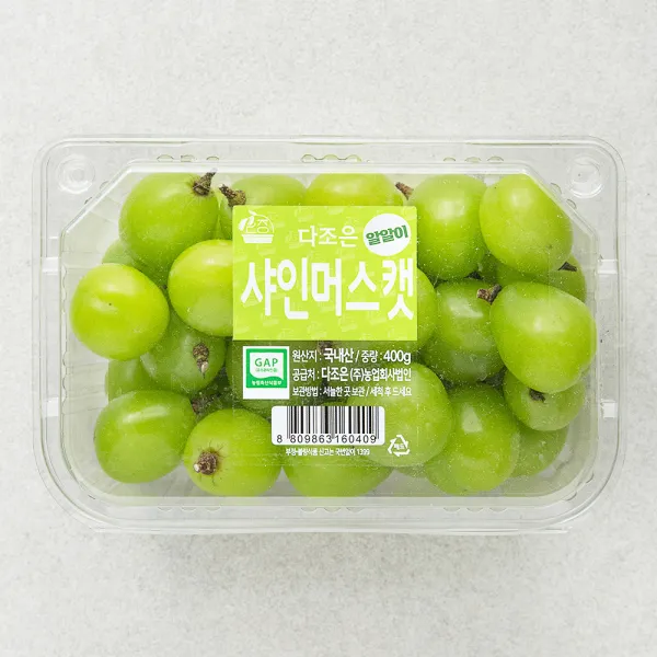 다조은 GAP 인증 알알이 샤인머스켓, 400g, 1개