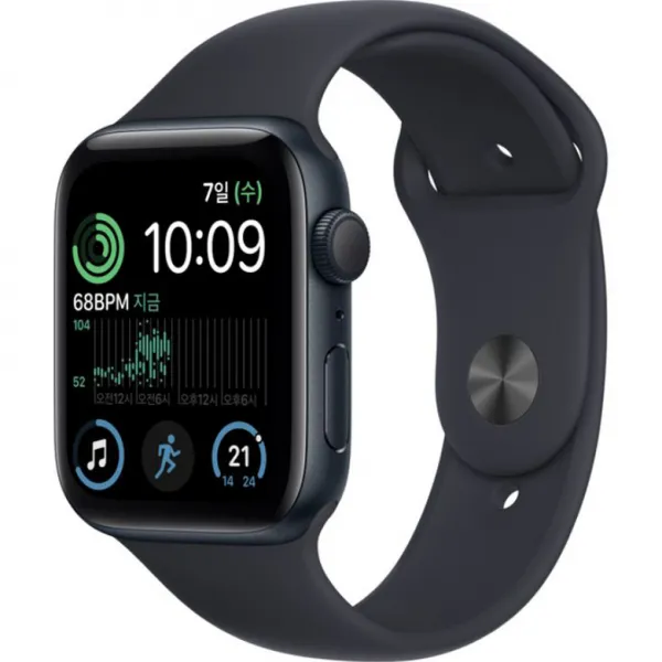 Apple 2022 애플워치 SE 2세대 알루미늄 케이스, 44mm, GPS, 미드나이트 / 미드나이트 스포츠밴드