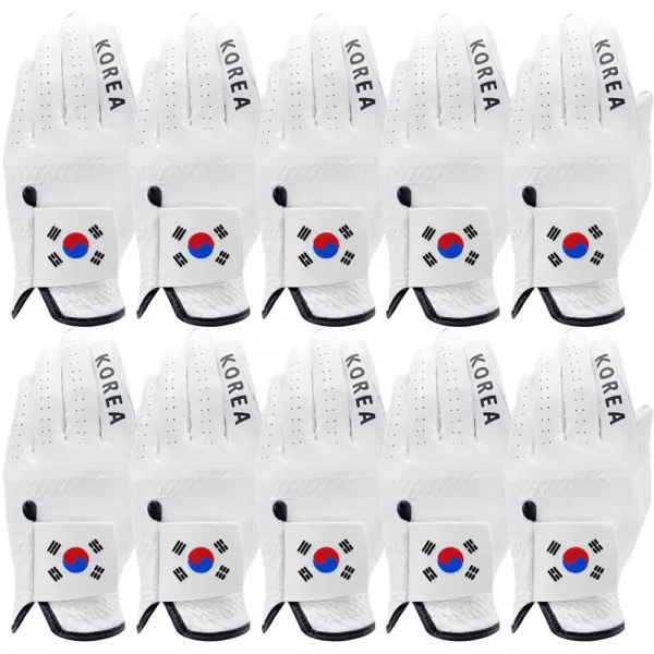 국가대표 남성용 태극기 세탁가능 터치가능 골프장갑 왼손착용 10p, 화이트