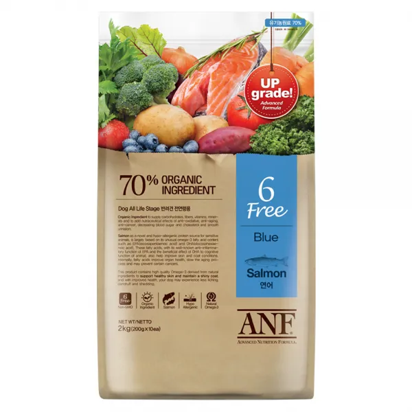 ANF 전연령 독 식스프리 블루 연어 건식사료, 생선, 2kg, 1개