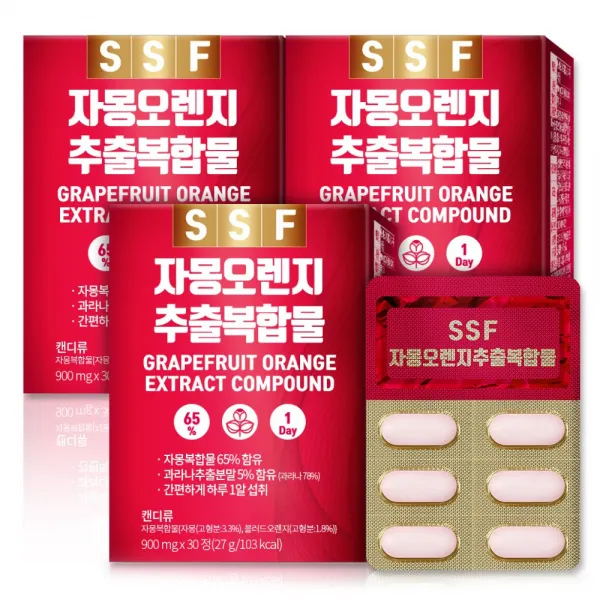 순수식품 자몽 오렌지 추출 분말 복합물 과라나 나린진 영양제, 30정, 3box