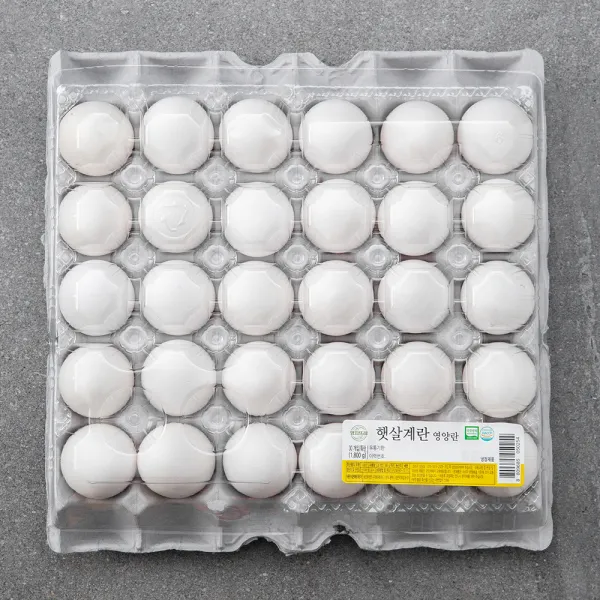 무항생제 인증 햇살계란 백색 영양란 특란 30구, 1800g, 1개