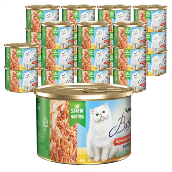 비스트로 고양이용 흰살참치와 닭안심 캔, 24개입, 160g