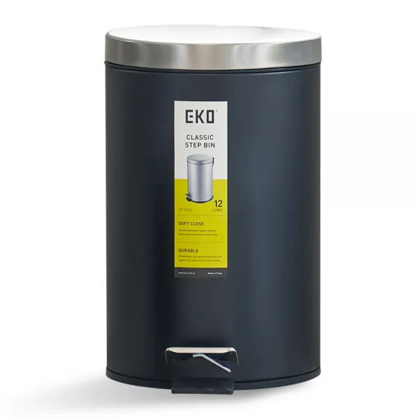EKO 베이직 무소음 페달 휴지통 12L EK9624, 블랙무광, 1개